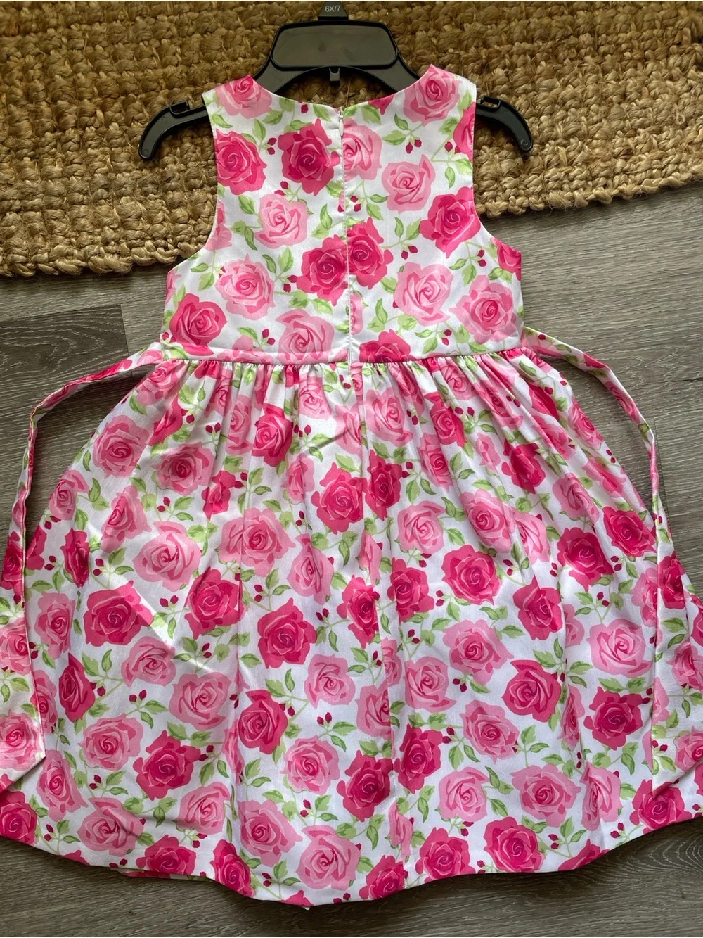 American Princess Pink Rose~Print Dress with Matching Sash